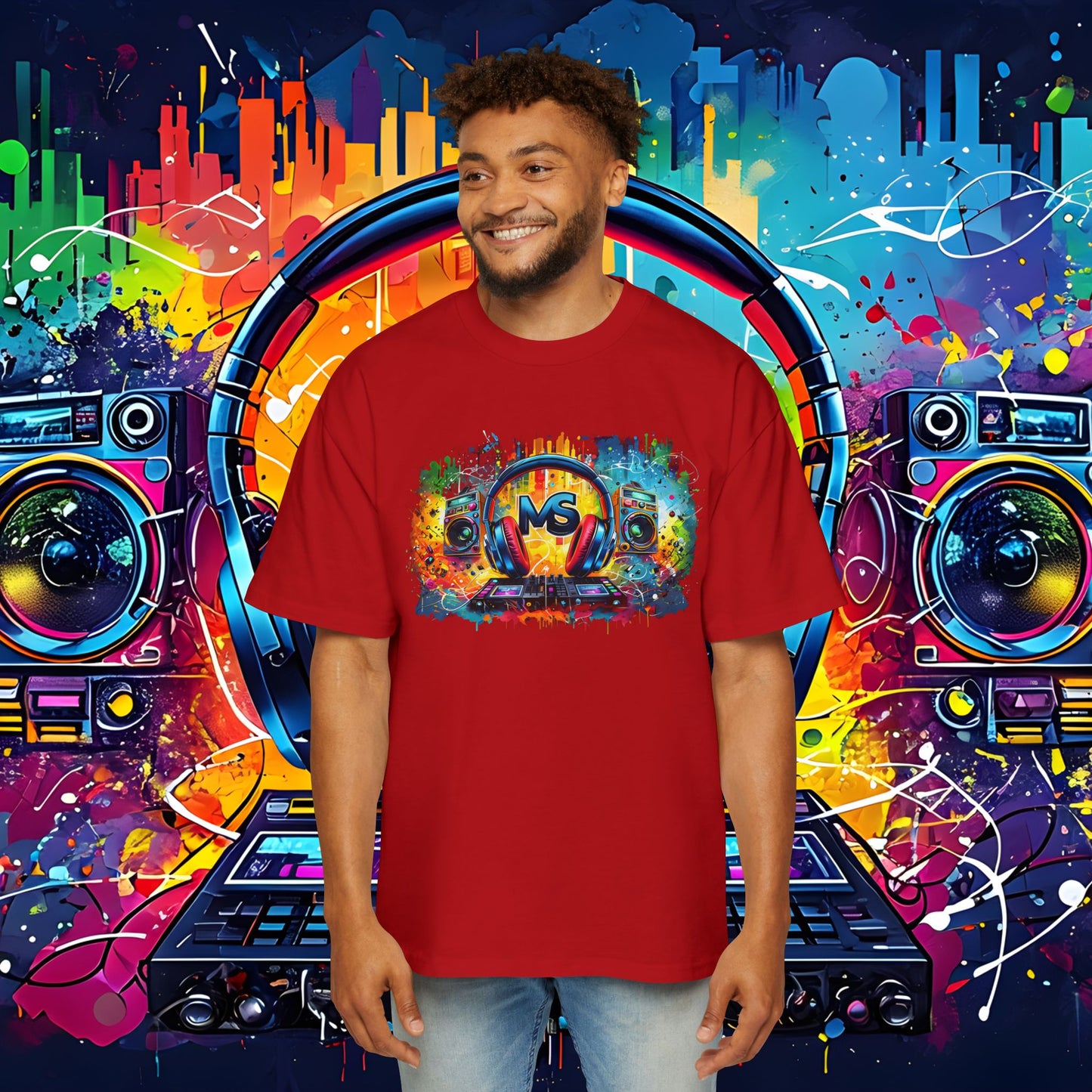 Colorful DJ Music Oversized Tee for Music Lovers