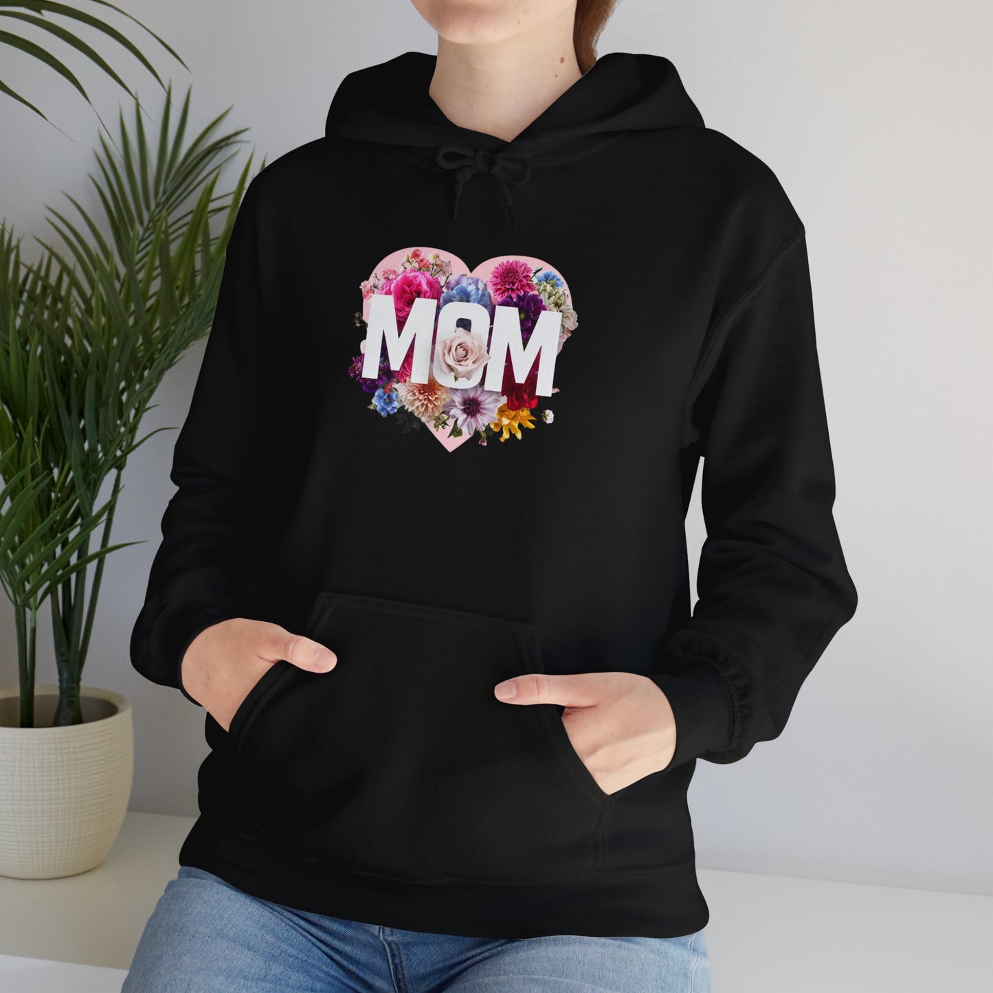 Mom Heart Floral Hoodie - Unisex Heavy Blend™ Sweatshirt for Mother's Day