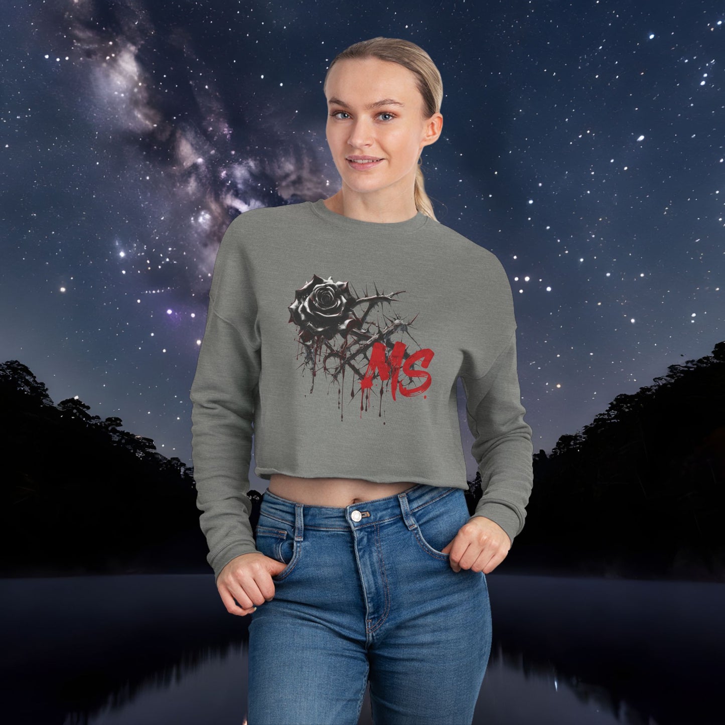 "Thorny Rose" Women's Cropped Sweatshirt