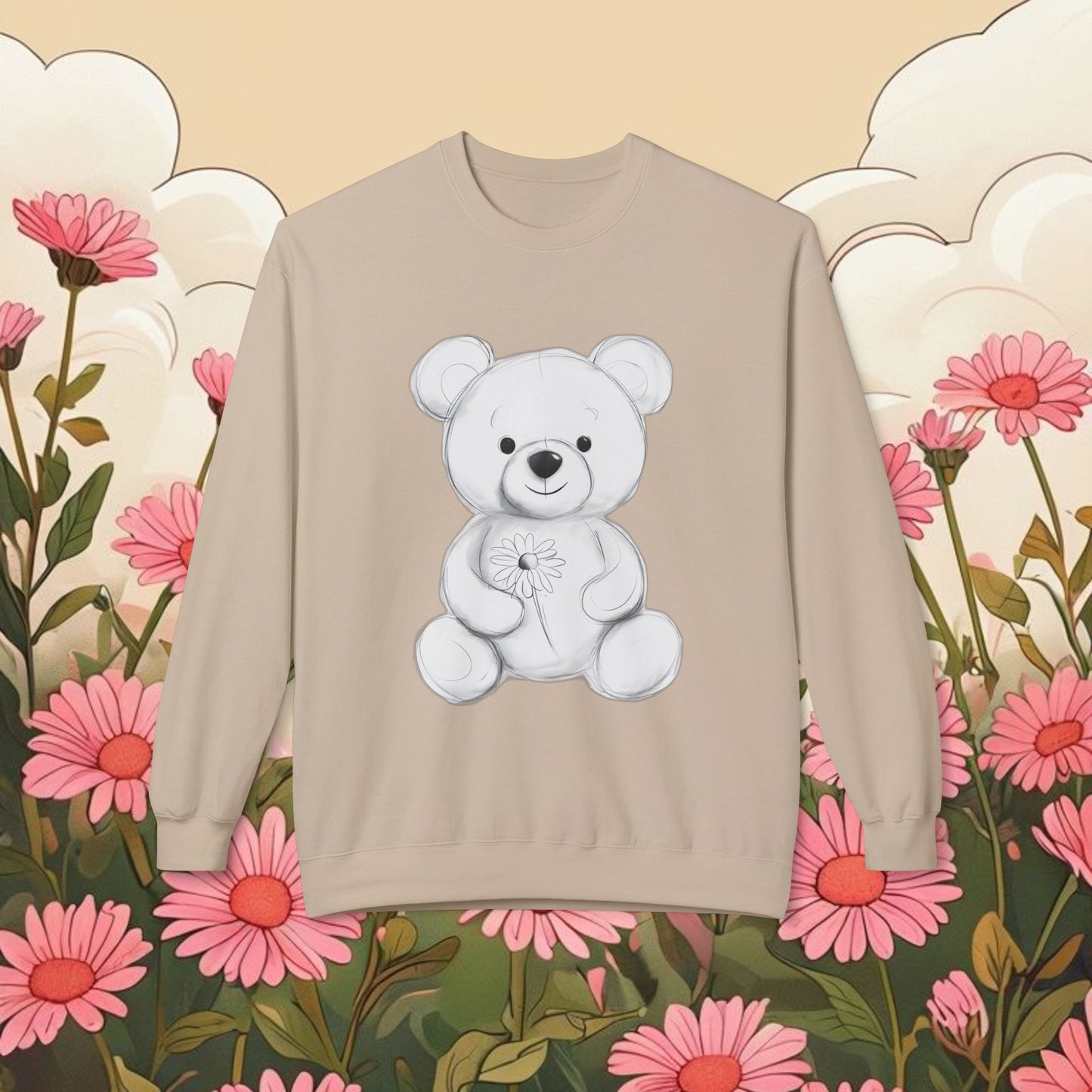 Cute Teddy Bear Fleece Crewneck Sweatshirt - Cozy and Adorable