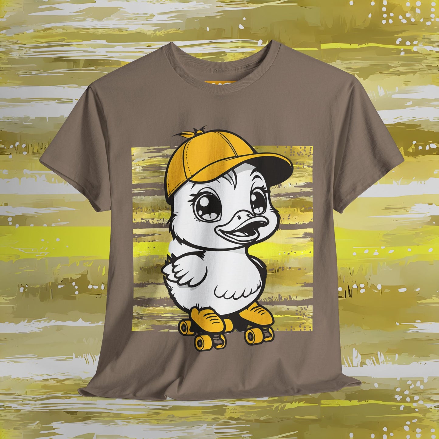 Cute Skateboarding Duck Unisex Heavy Cotton Tee