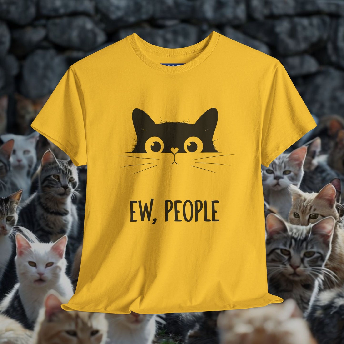 Funny Cat Graphic Tee - 'Ew, People' Unisex Heavy Cotton Shirt