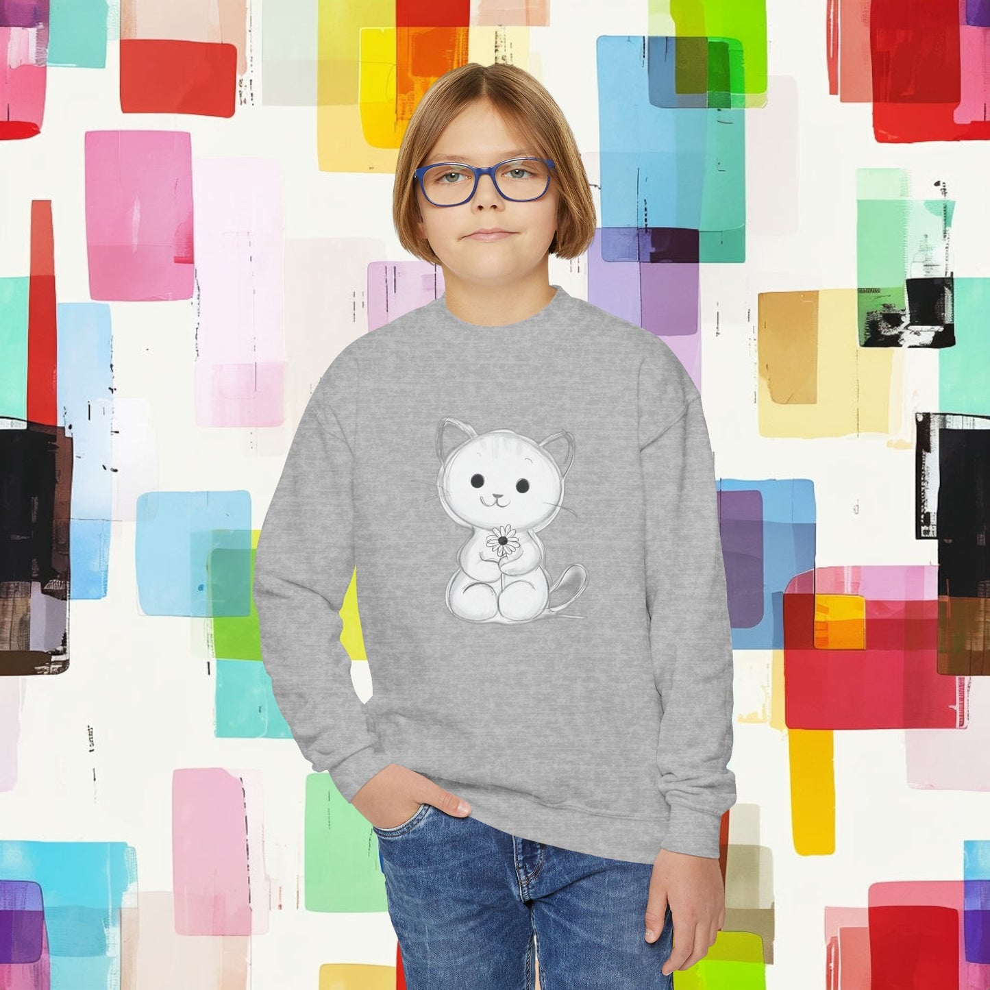 Youth Crewneck Sweatshirt kitten cat
