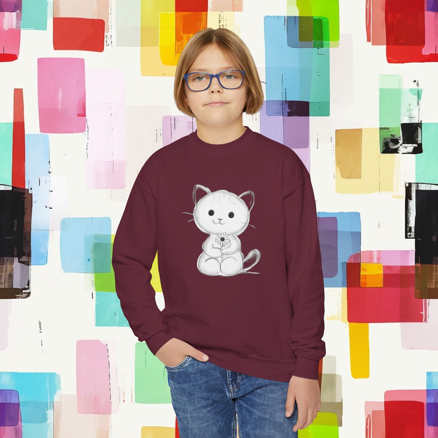 Youth Crewneck Sweatshirt kitten cat