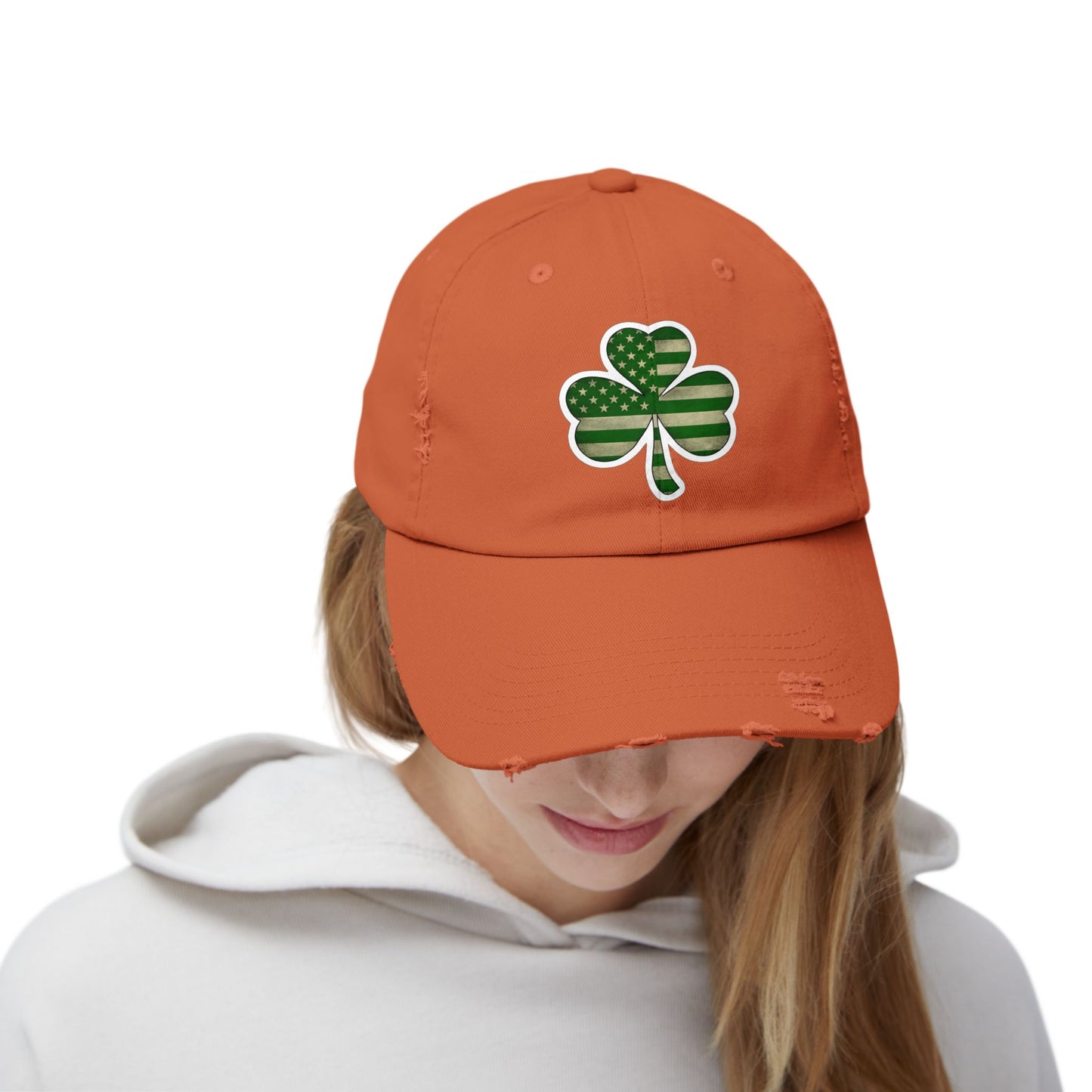 Lucky Clover Distressed Cap - Unisex Shamrock Hat for St. Patrick's Day