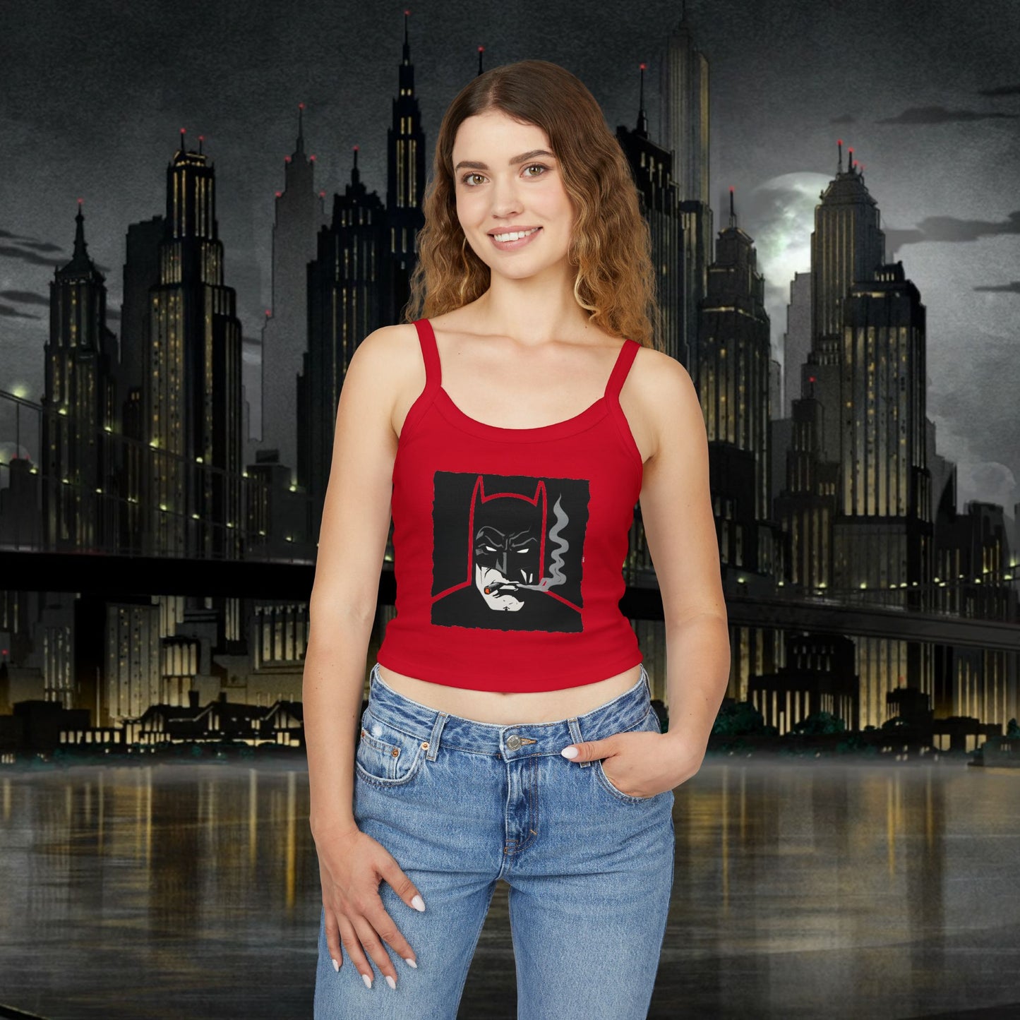 Batman Graphic Women's Spaghetti Strap Tank Top - Stylish & Comfort Fit for Fans