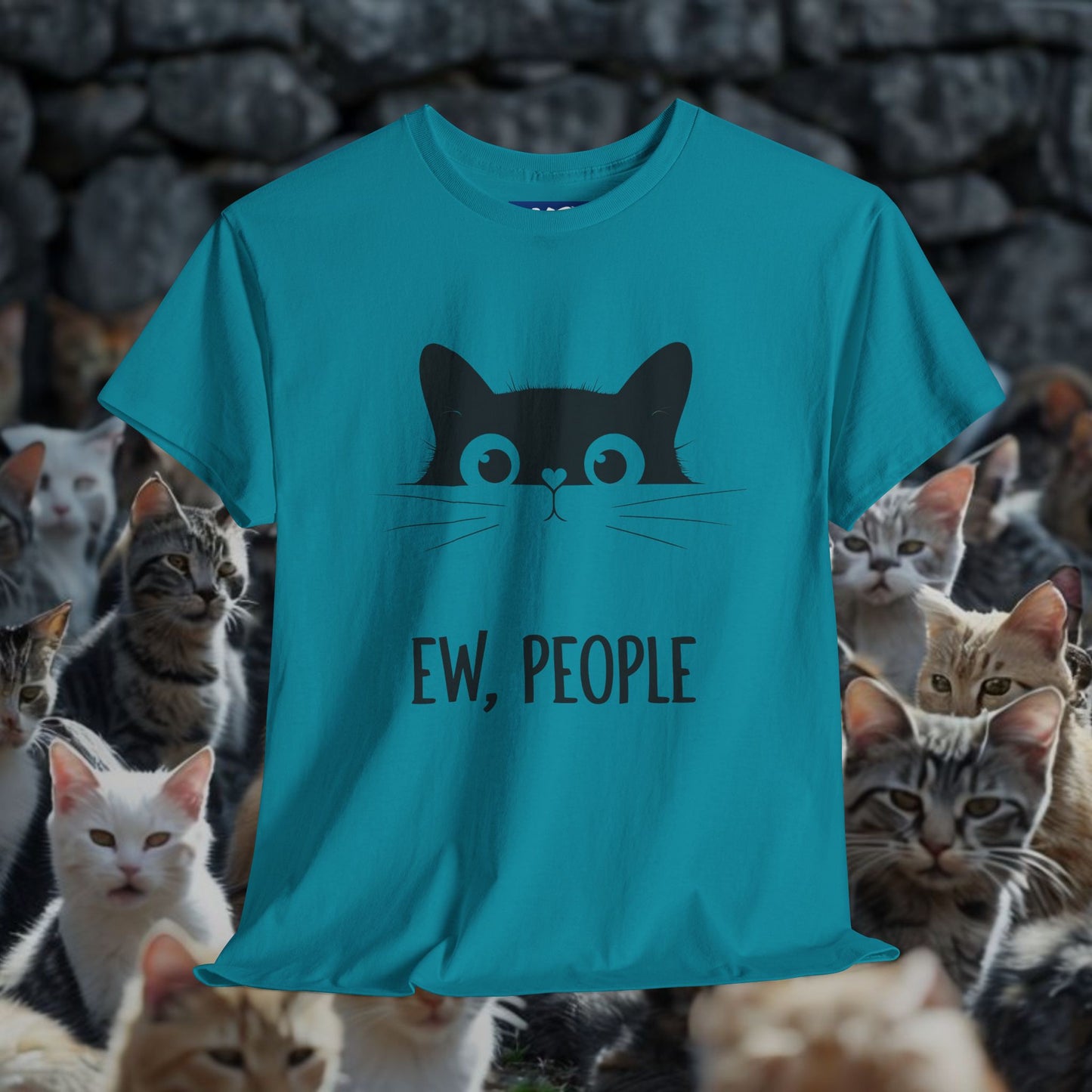 Funny Cat Graphic Tee - 'Ew, People' Unisex Heavy Cotton Shirt