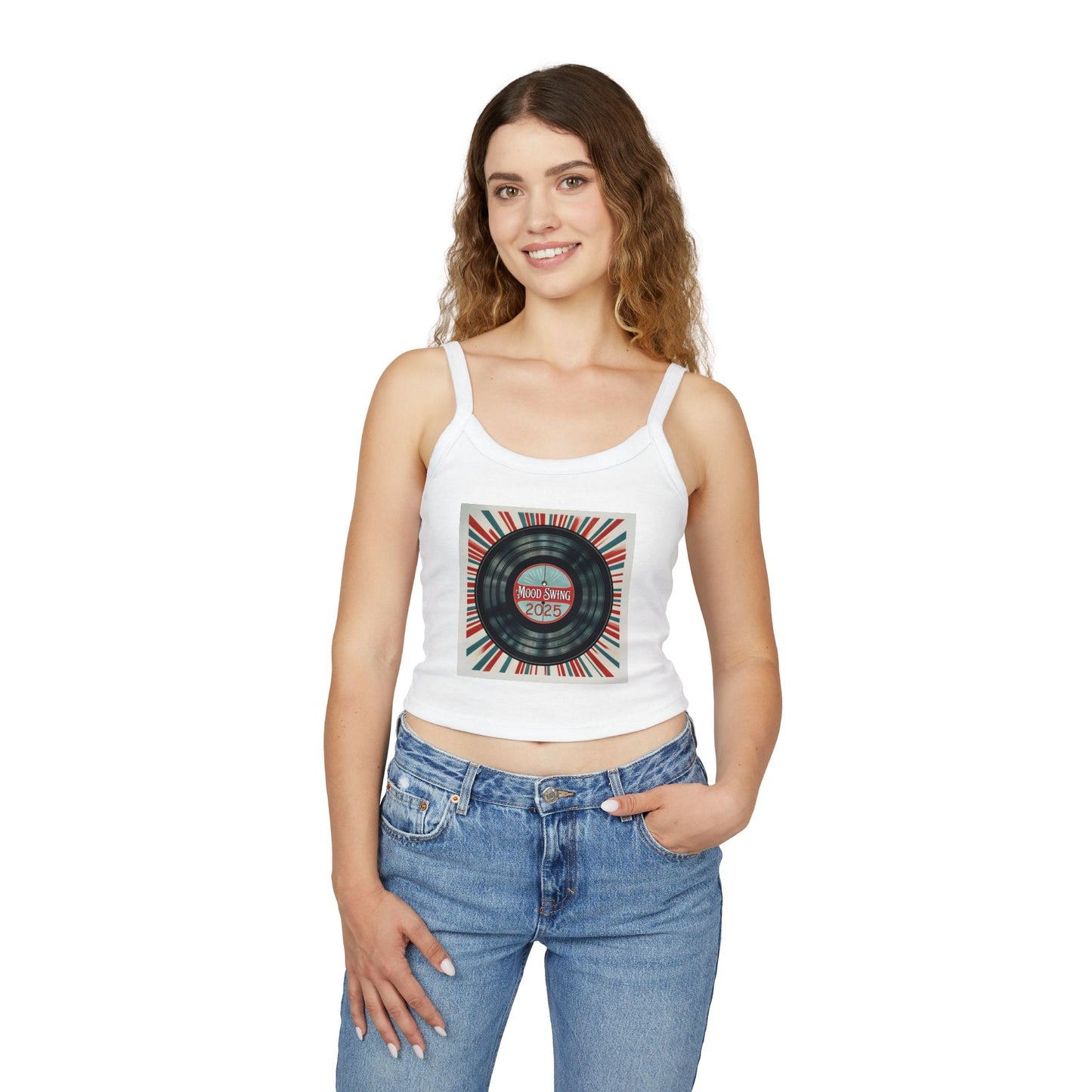 "Vintage Vinyl Vibes" Women's Spaghetti Strap Tank Top