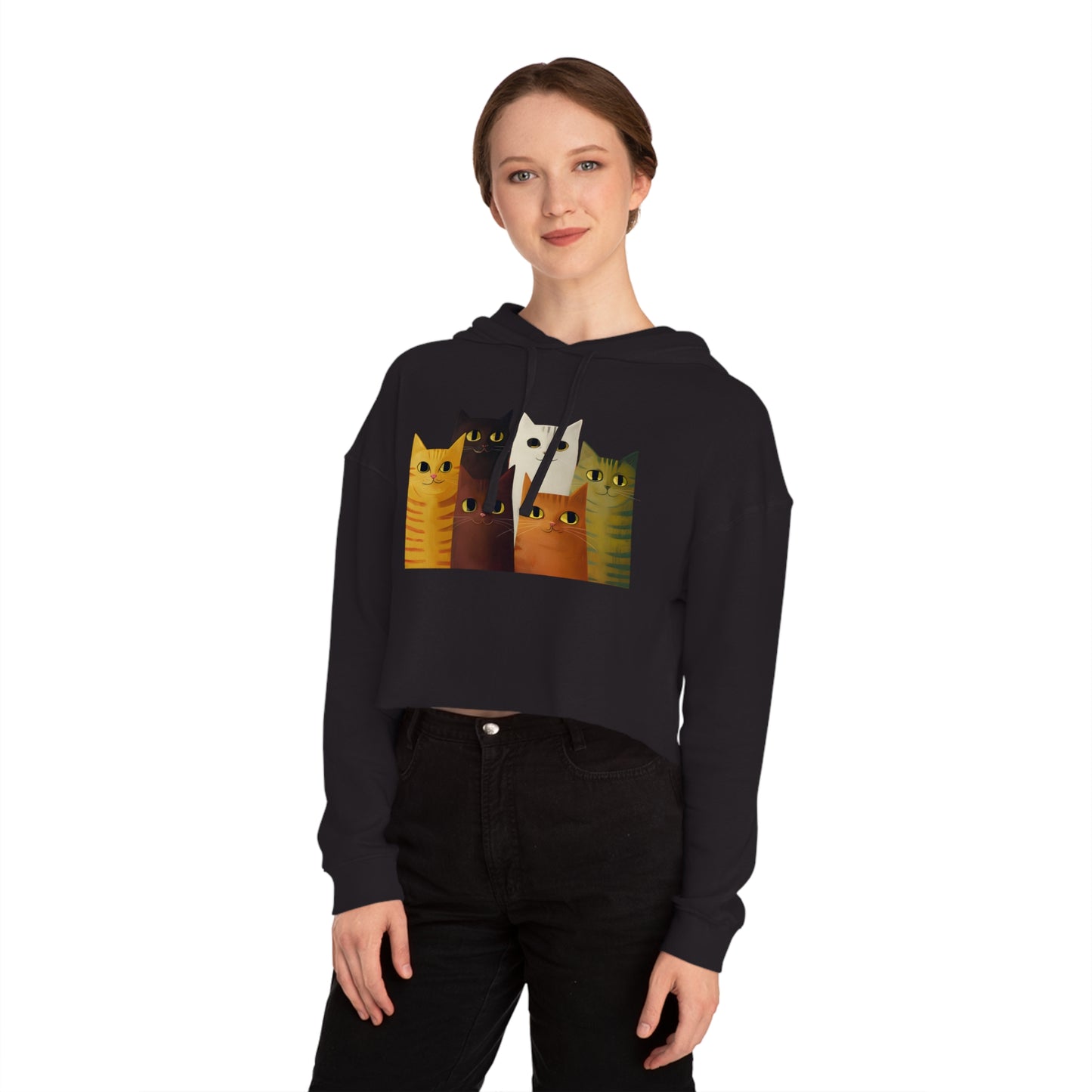 "Kitten Cuddle" Women’s Cropped Hooded Sweatshirt