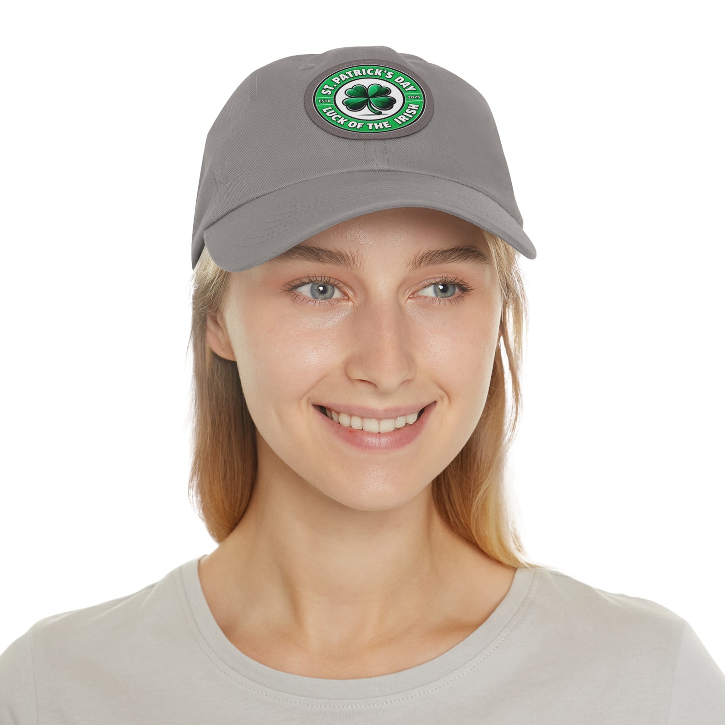 St. Patrick's Day Dad Hat with Leather Patch - Lucky Charm Design