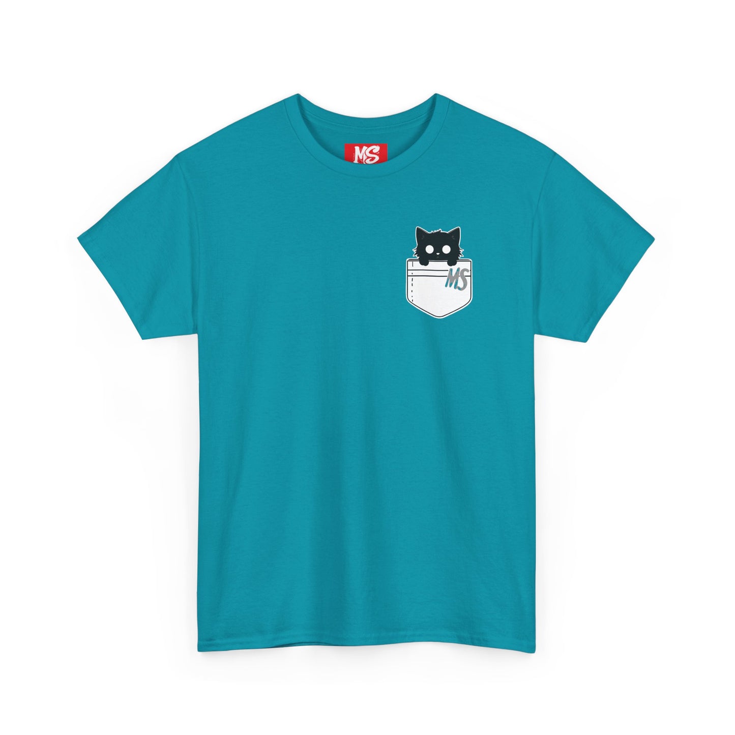 Cute Cat Pocket Unisex Heavy Cotton Tee