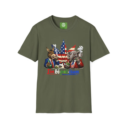 I'm bi-pot-isan Political pot weed T-Shirt — Bipartisan Elephant & Donkey Graphic