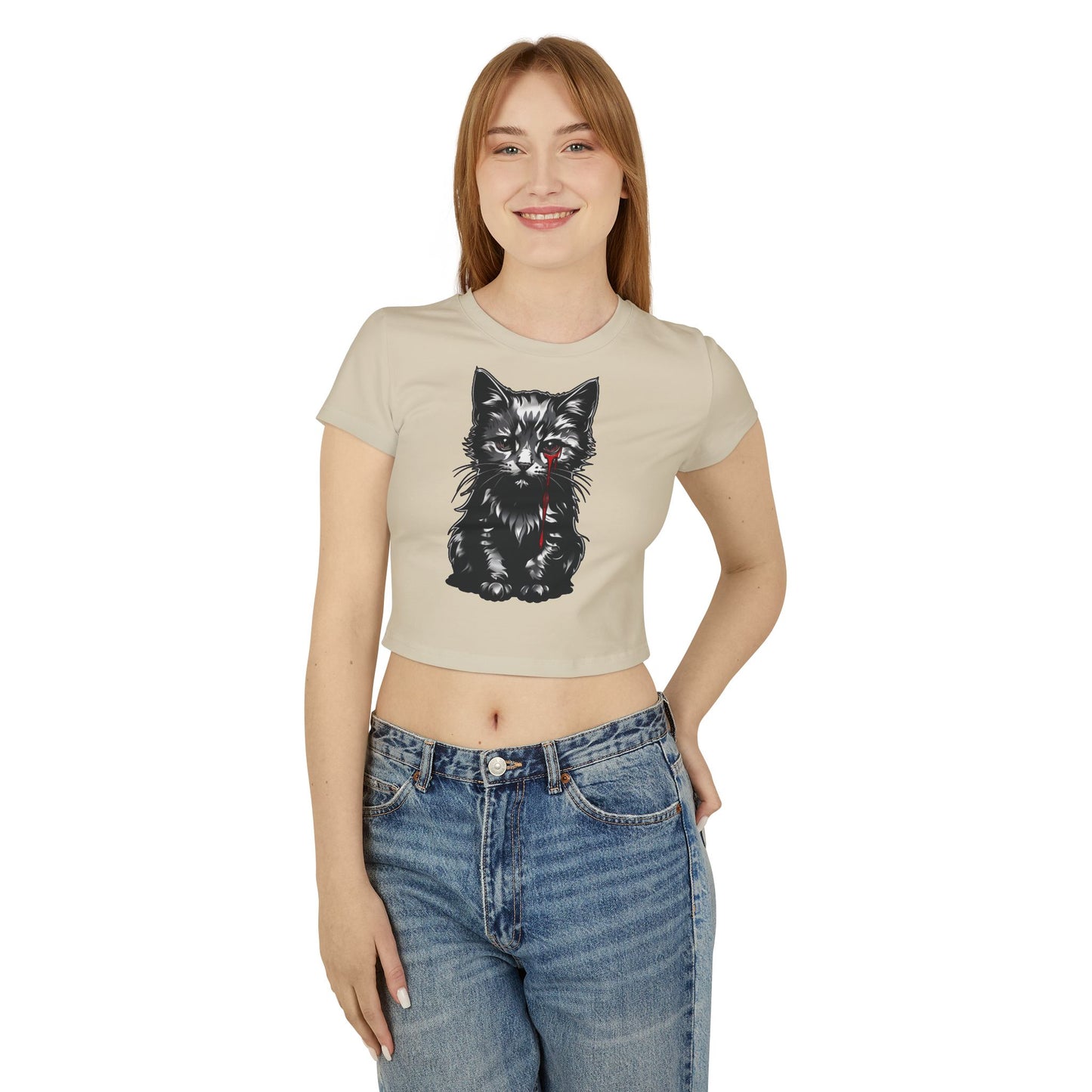 " Tearful Kitten" Women's Baby Tee
