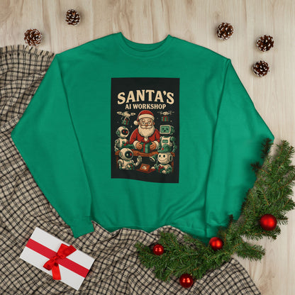 Santa's AI Workshop Sweatshirt — Retro Holiday Tech Christmas Crewneck