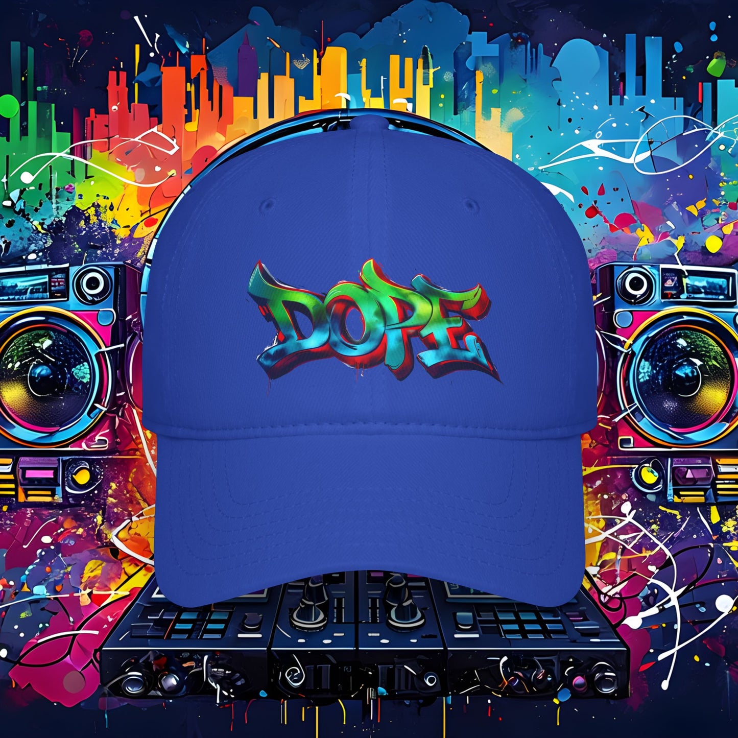 Vibrant Graffiti Low Profile Baseball Cap - DOPE Design for Streetwear & Urban Style