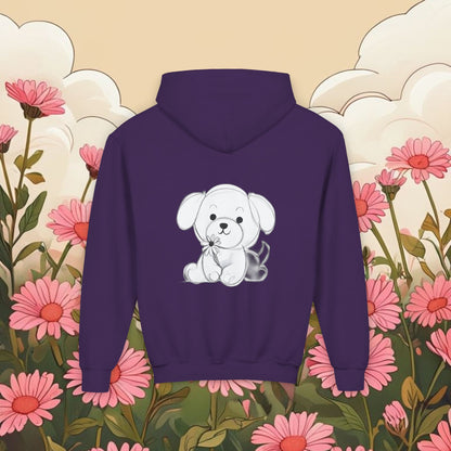 Adorable dog puppy Graphic Youth Hoodie - Cute Floral Design