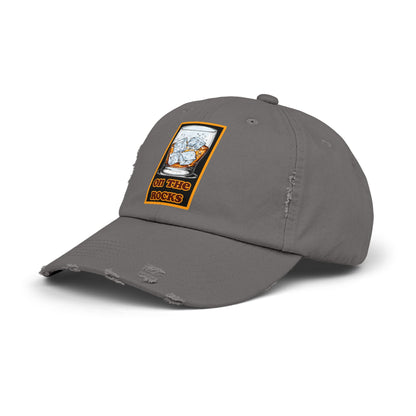 Unisex Distressed Cap - 'On The Rocks' Drink Design for Casual Cool Vibes