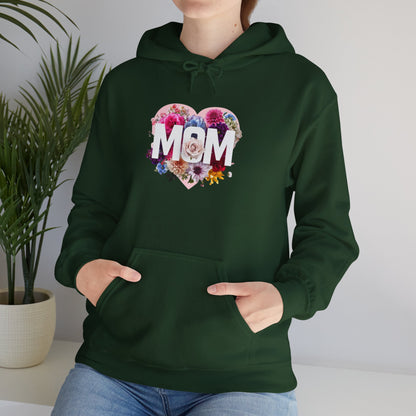 Mom Heart Floral Hoodie - Unisex Heavy Blend™ Sweatshirt for Mother's Day