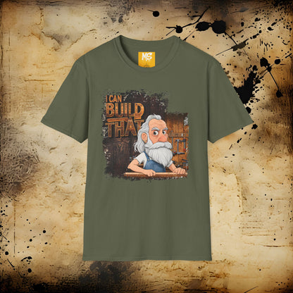 I Can Build That Unisex Softstyle T-Shirt – Perfect Gift for Builders and DIY Enthusiasts