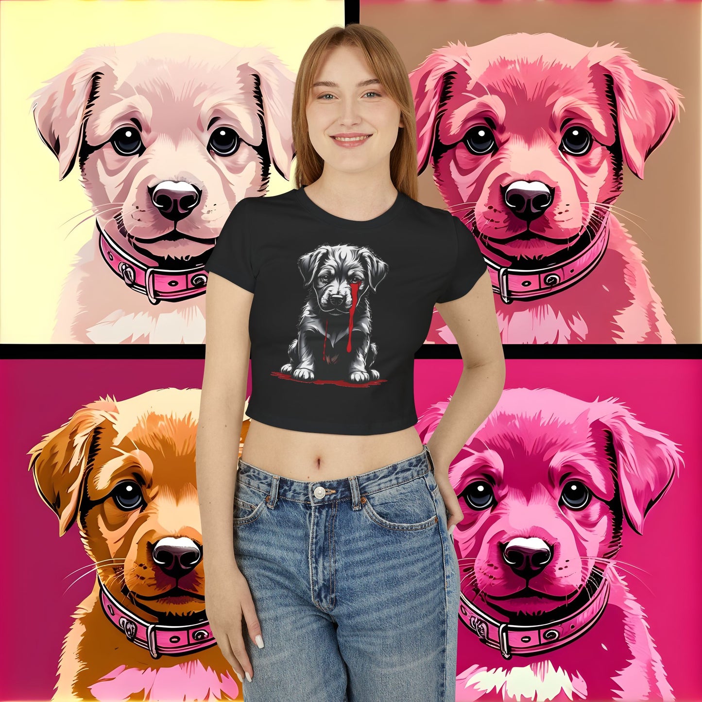 "Tearful Puppy" Women's Baby Tee