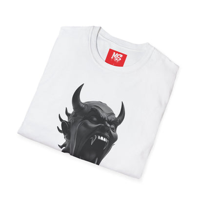 Unisex Demon Face Graphic T-Shirt - Softstyle, Edgy Design for Music Lovers