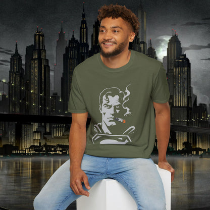 Superhero Superman Smoking Graphic T-Shirt - Unisex Softstyle