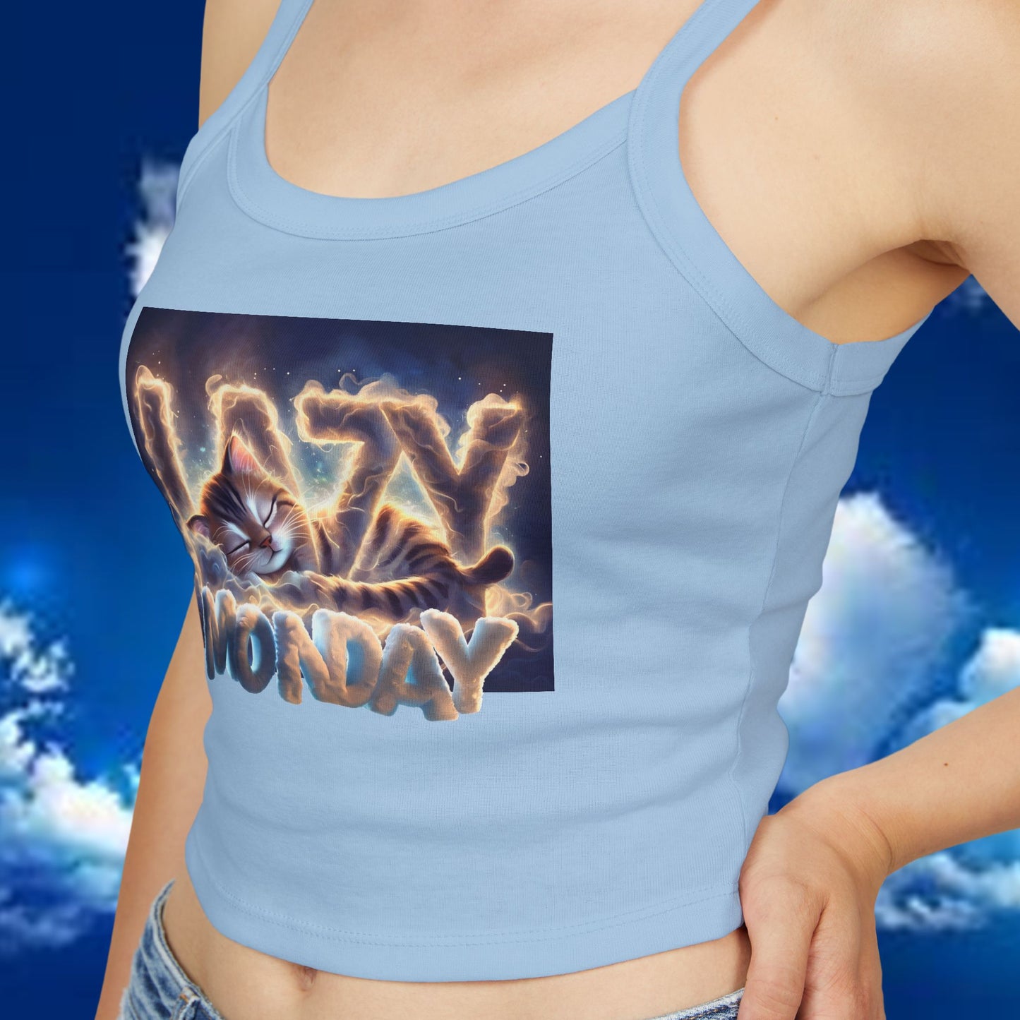 Lazy Monday CAT Women's Spaghetti Strap Tank Top - Relaxed Vibe for Chilling Days