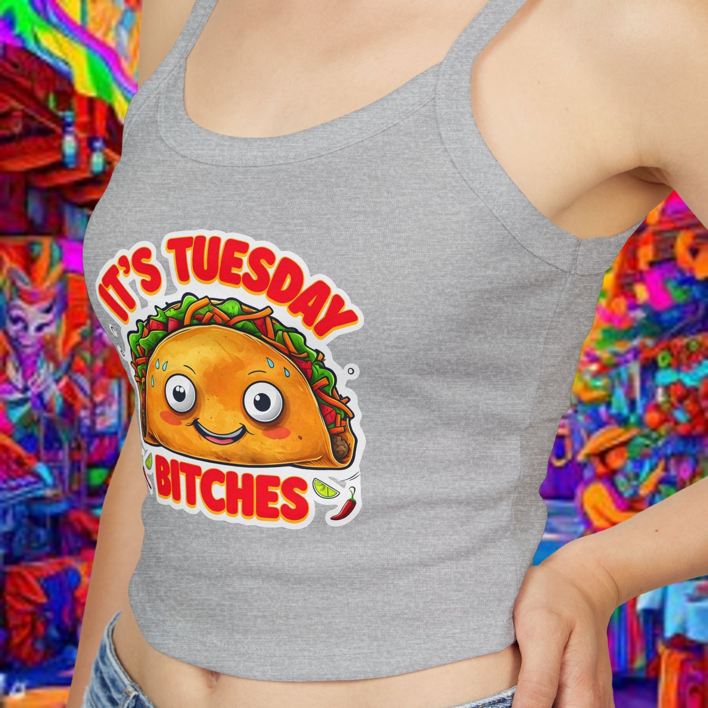 It's Tuesday Bitches Taco Tank Top - Fun Women's Spaghetti Strap Crop Top