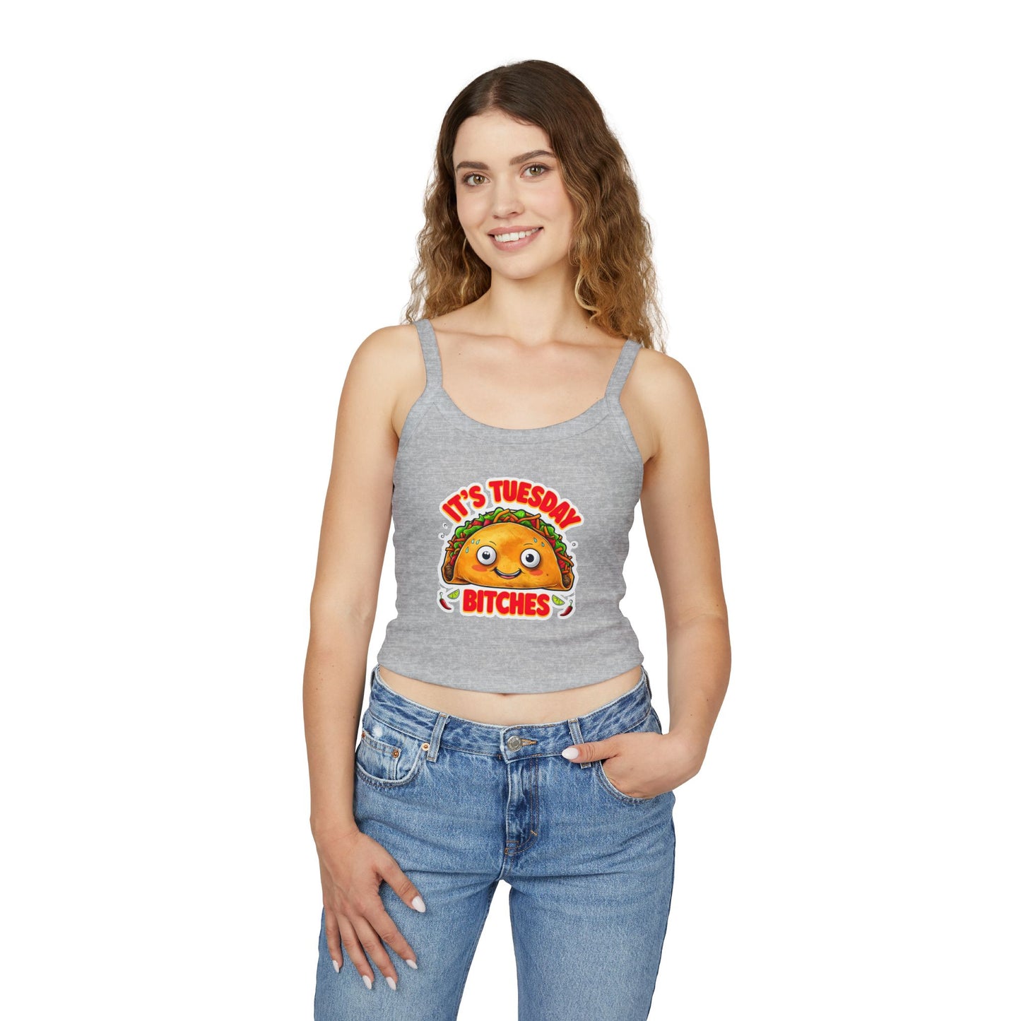 It's Tuesday Bitches Taco Tank Top - Fun Women's Spaghetti Strap Crop Top