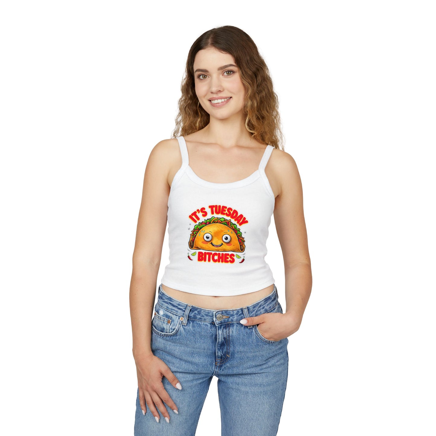 It's Tuesday Bitches Taco Tank Top - Fun Women's Spaghetti Strap Crop Top