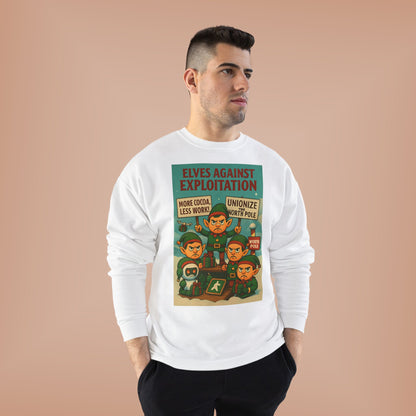 Elves Against Exploitation Sweatshirt, on strike labor — Holiday Activist Crewneck