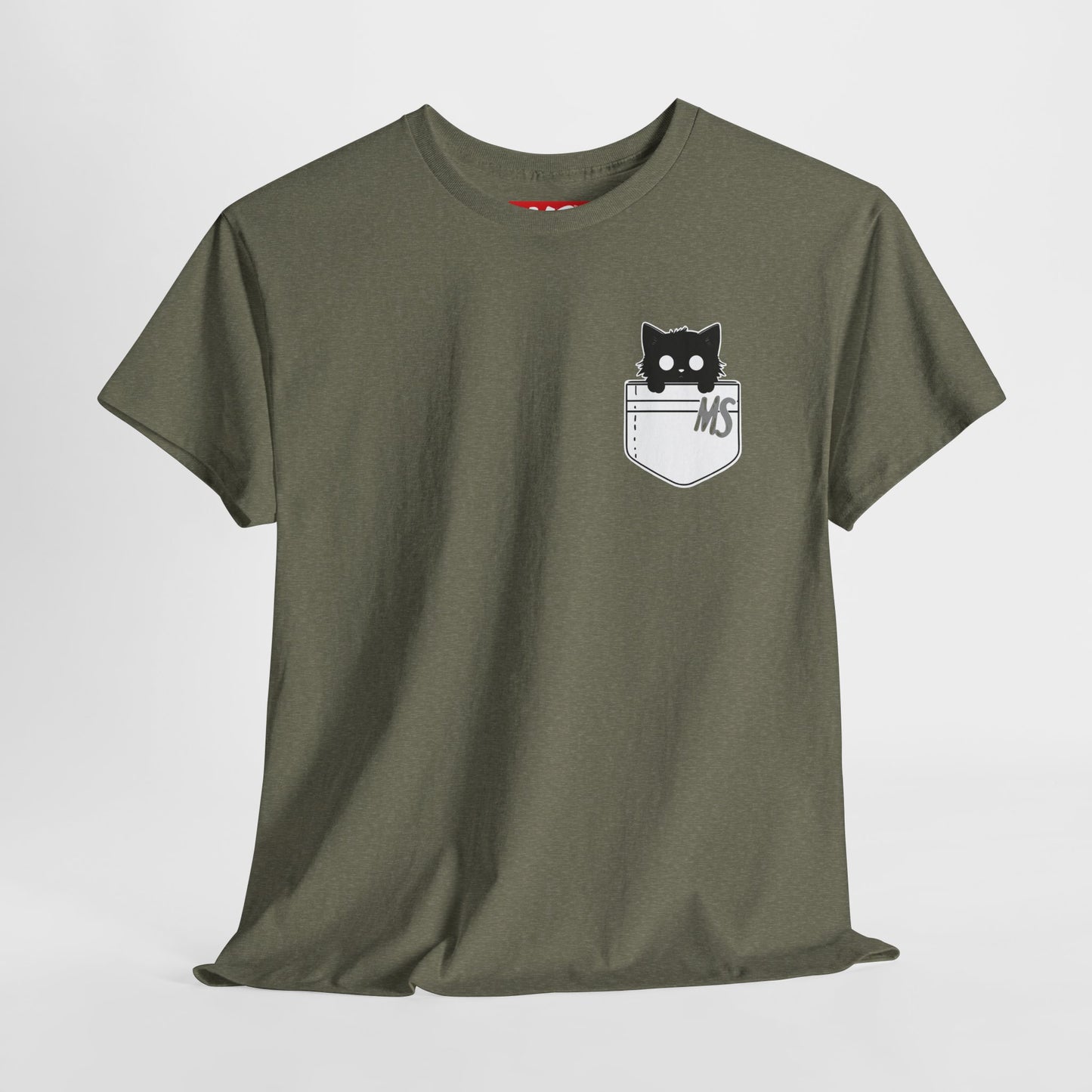 Cute Cat Pocket Unisex Heavy Cotton Tee