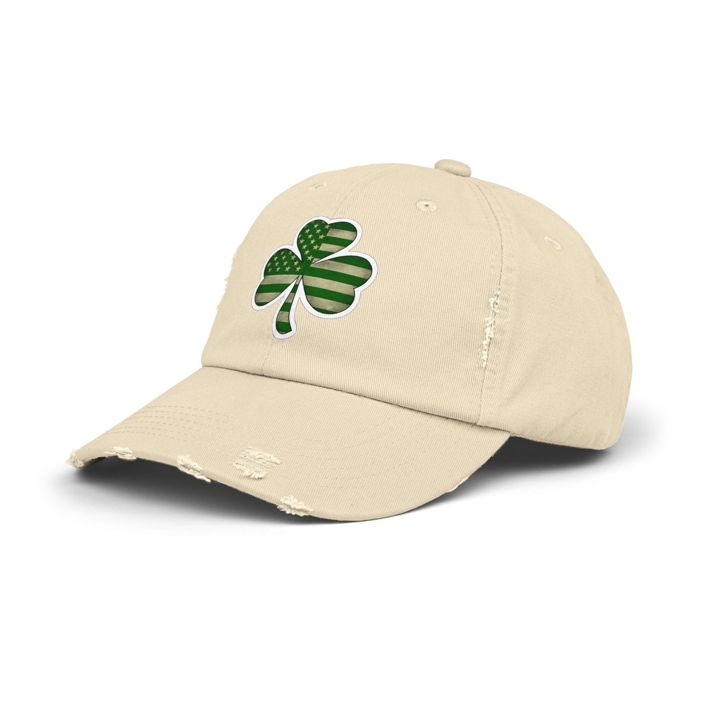 Lucky Clover Distressed Cap - Unisex Shamrock Hat for St. Patrick's Day