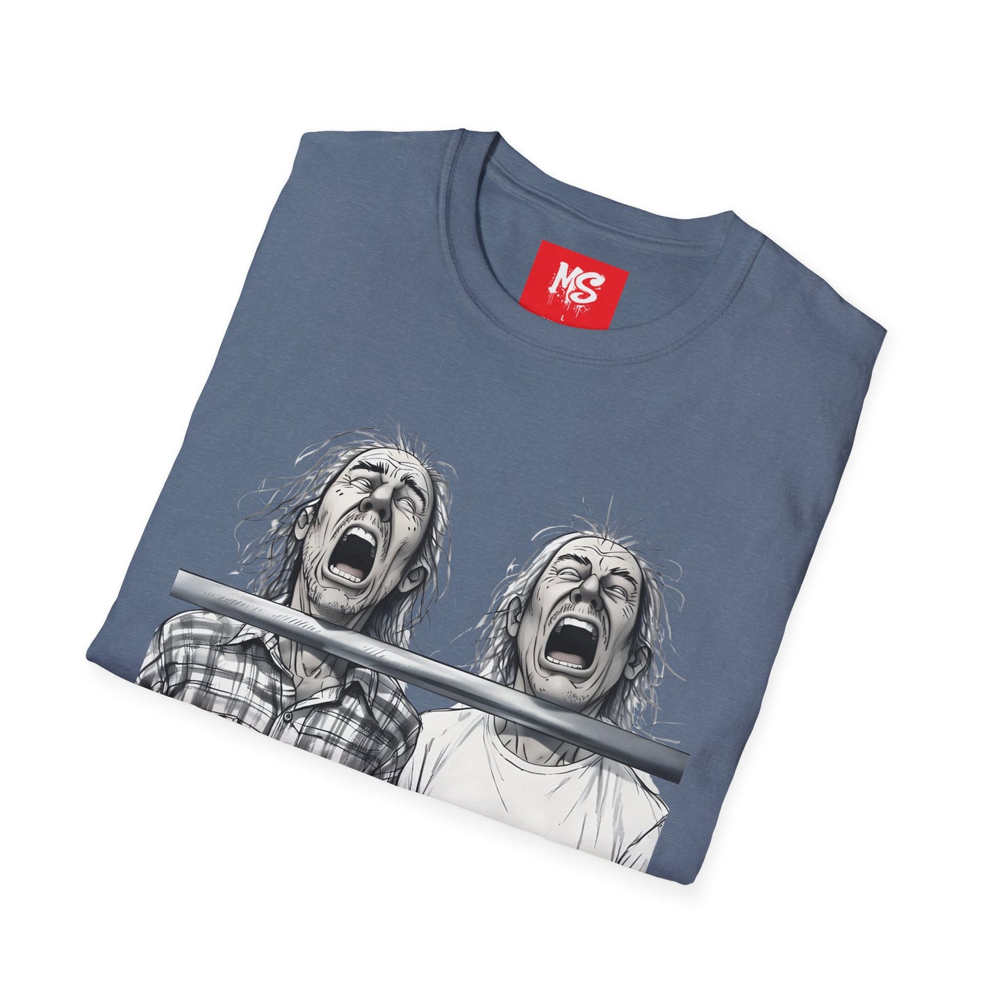 "TWO MEN WALK INTO A BAR" Unisex Softstyle T-Shirt - Graphic Tee for Bar joke fans