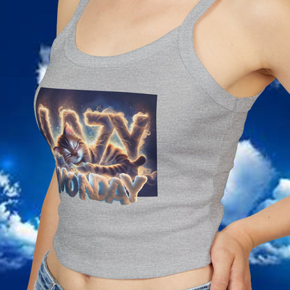 Lazy Monday CAT Women's Spaghetti Strap Tank Top - Relaxed Vibe for Chilling Days