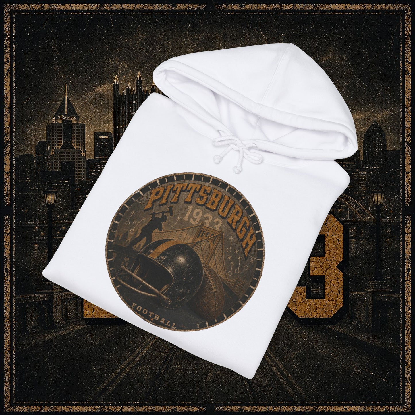 Pittsburgh Vintage Helmet Hoodie — Retro City Football Pullover