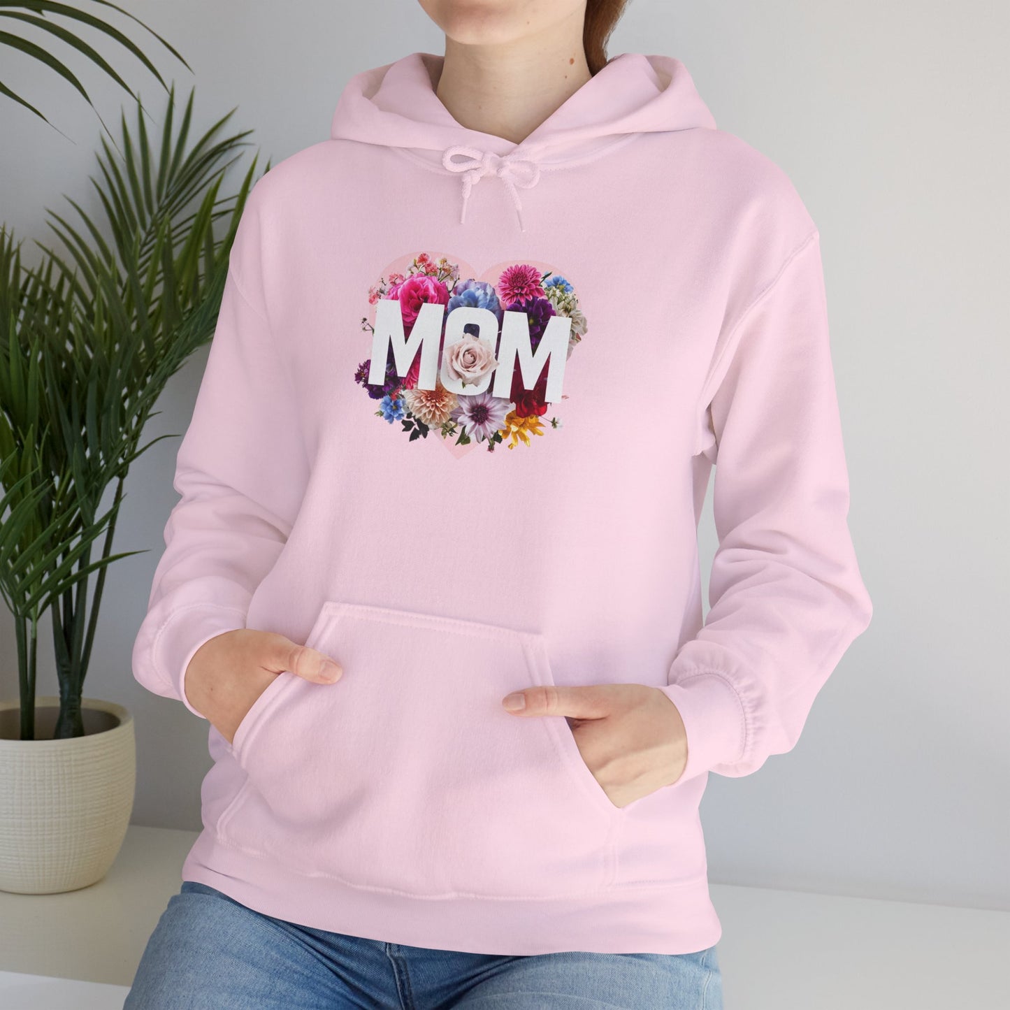Mom Heart Floral Hoodie - Unisex Heavy Blend™ Sweatshirt for Mother's Day