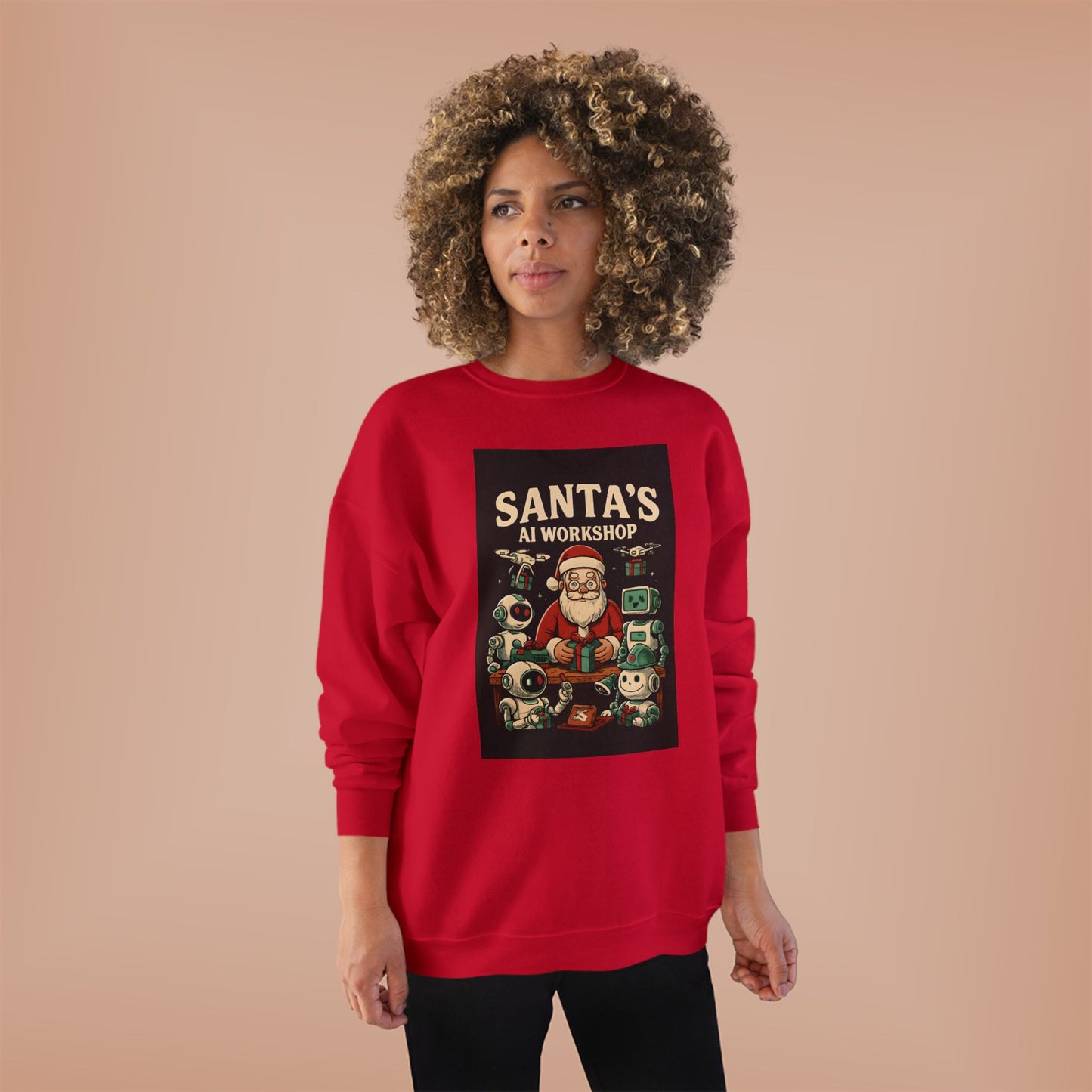 Santa's AI Workshop Sweatshirt — Retro Holiday Tech Christmas Crewneck