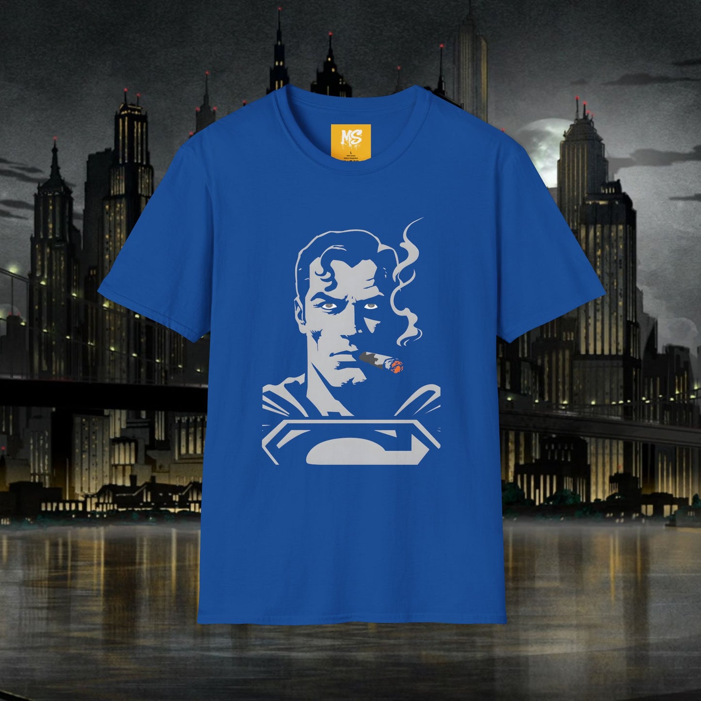 Superhero Superman Smoking Graphic T-Shirt - Unisex Softstyle