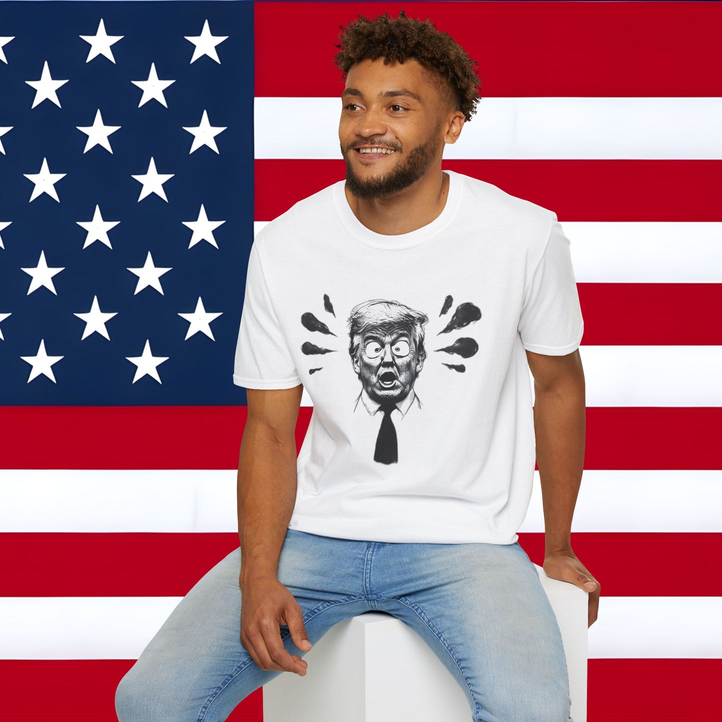 Funny Political T-Shirt - Comical Trump Graphic Tee for Election Season