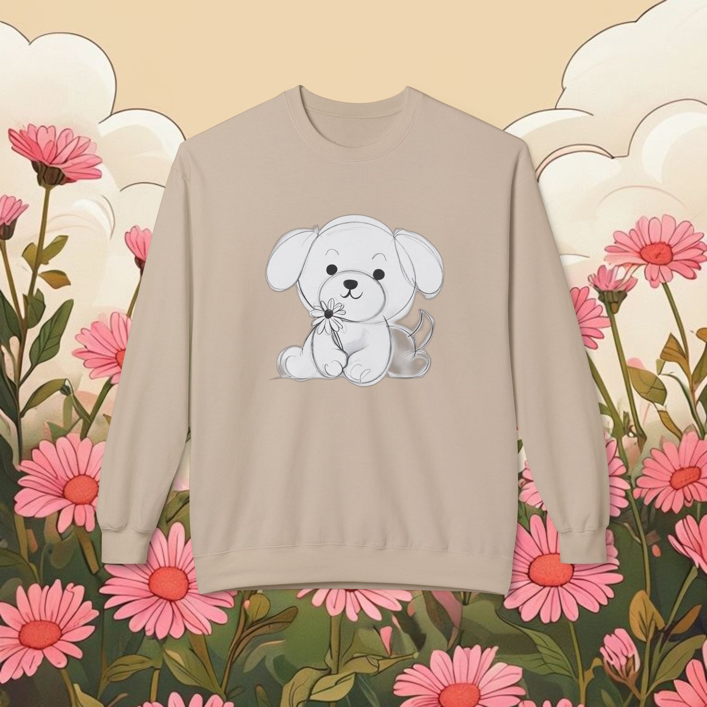 Cute Puppy Graphic Crewneck Sweatshirt - Unisex Softstyle Fleece