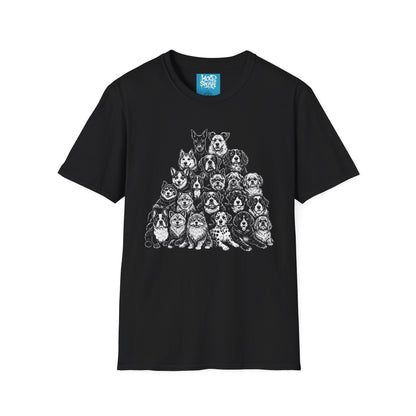 Dog Breeds Pyramid T-Shirt — Cute Pack of Dogs Graphic Tee for Pet Lovers