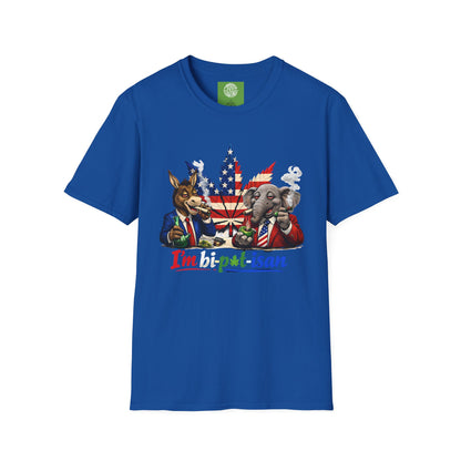 I'm bi-pot-isan Political pot weed T-Shirt — Bipartisan Elephant & Donkey Graphic