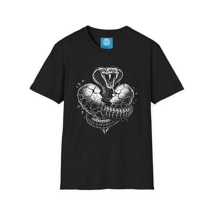 Cobra Heart T-Shirt — Vintage Snake Graphic Tee for Snake Lovers & Bikers