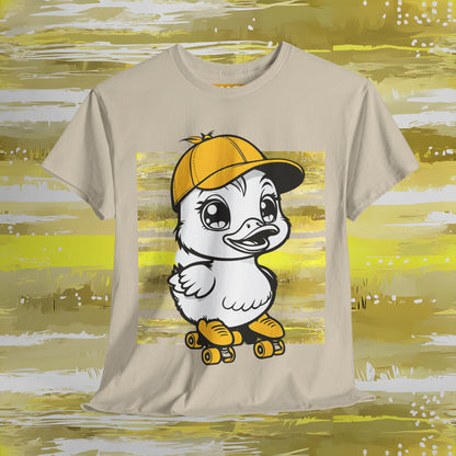 Cute Skateboarding Duck Unisex Heavy Cotton Tee