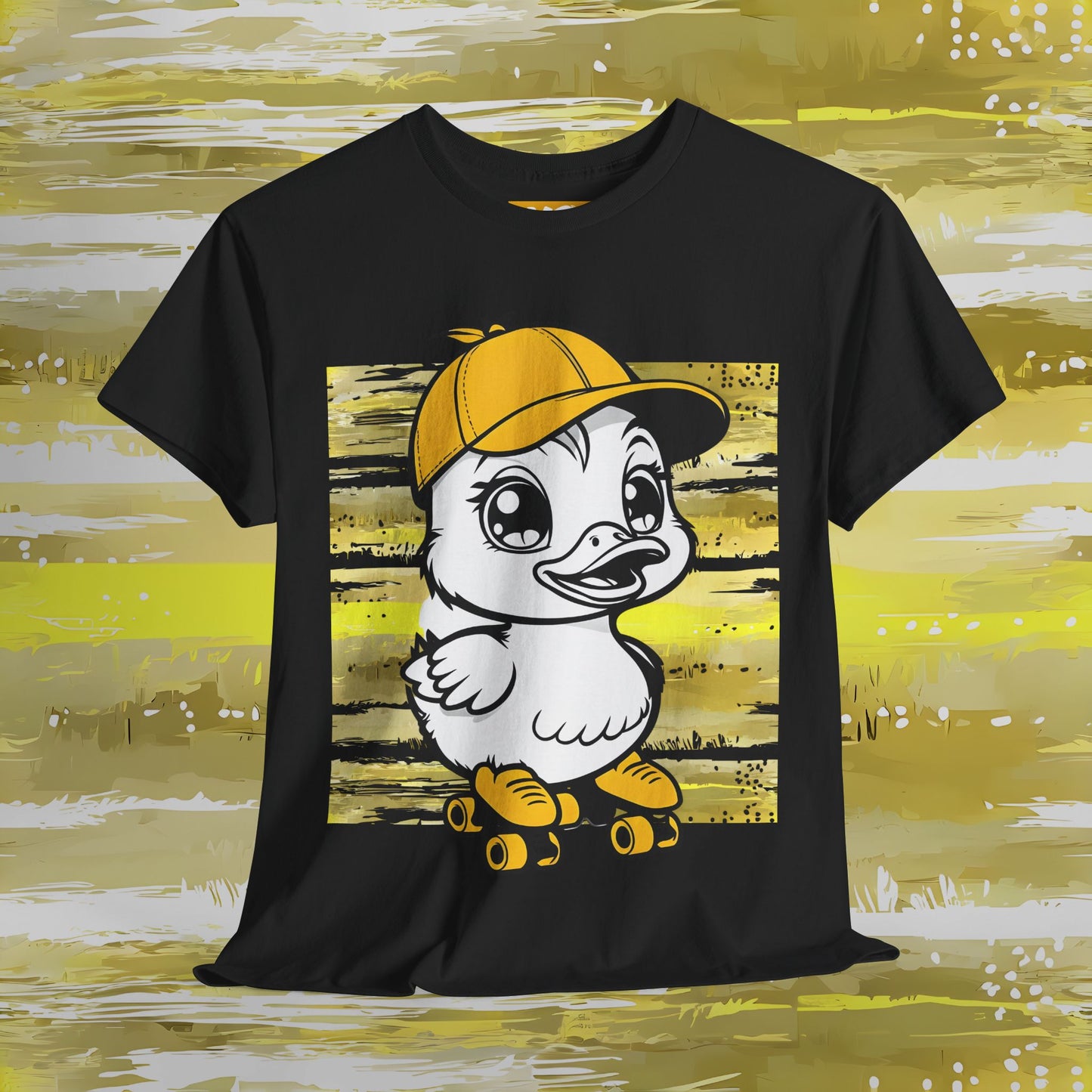 Cute Skateboarding Duck Unisex Heavy Cotton Tee