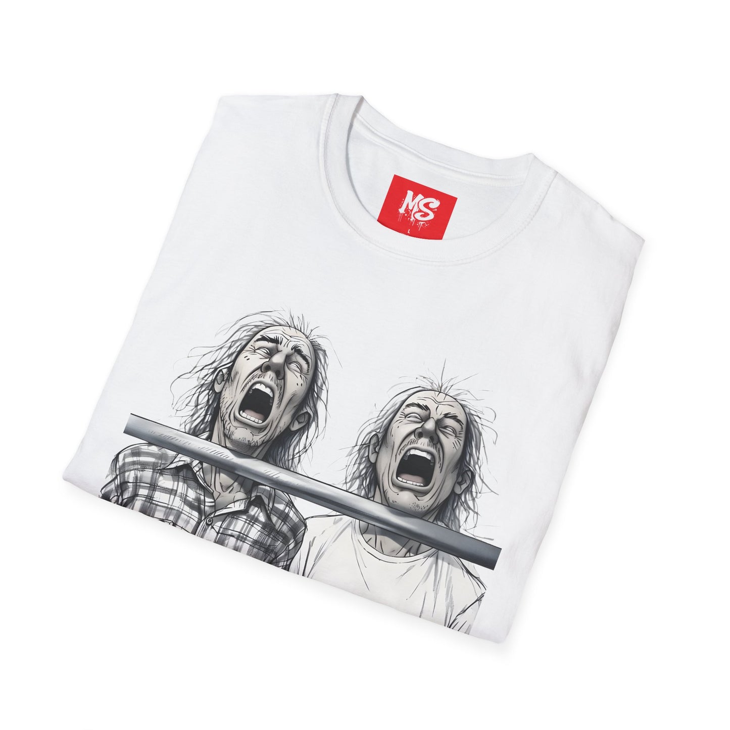 "TWO MEN WALK INTO A BAR" Unisex Softstyle T-Shirt - Graphic Tee for Bar joke fans