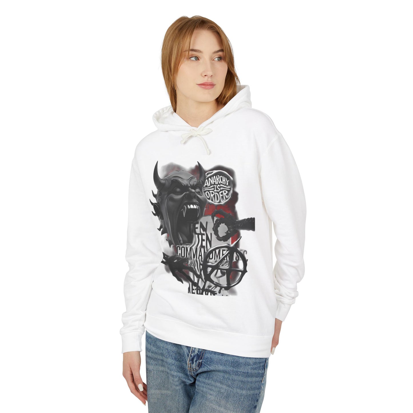 Anarchy Inspired Unisex Lightweight Hooded Sweatshirt - Edgy Streetwear for Cool Fashion Lovers