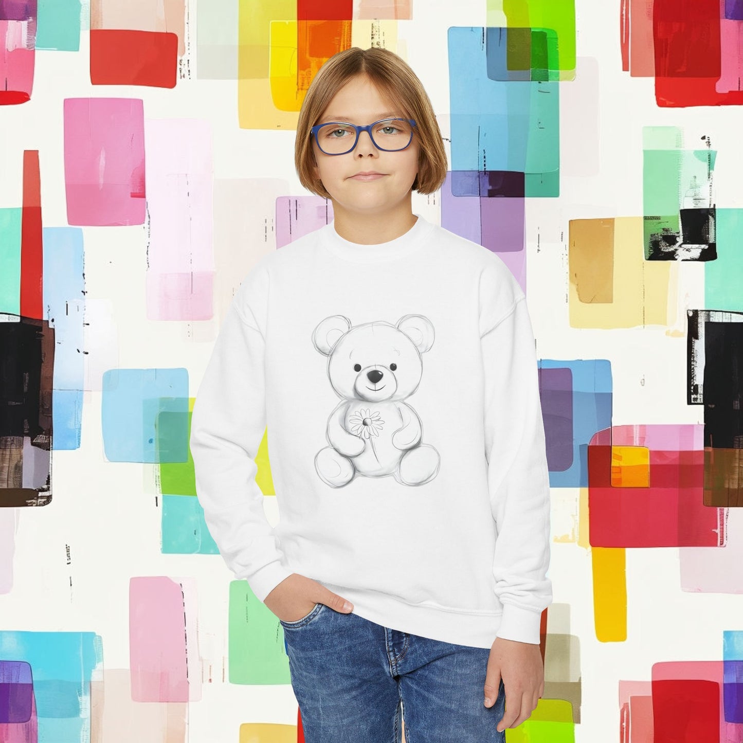 Youth Crewneck Sweatshirt Teddy Bear