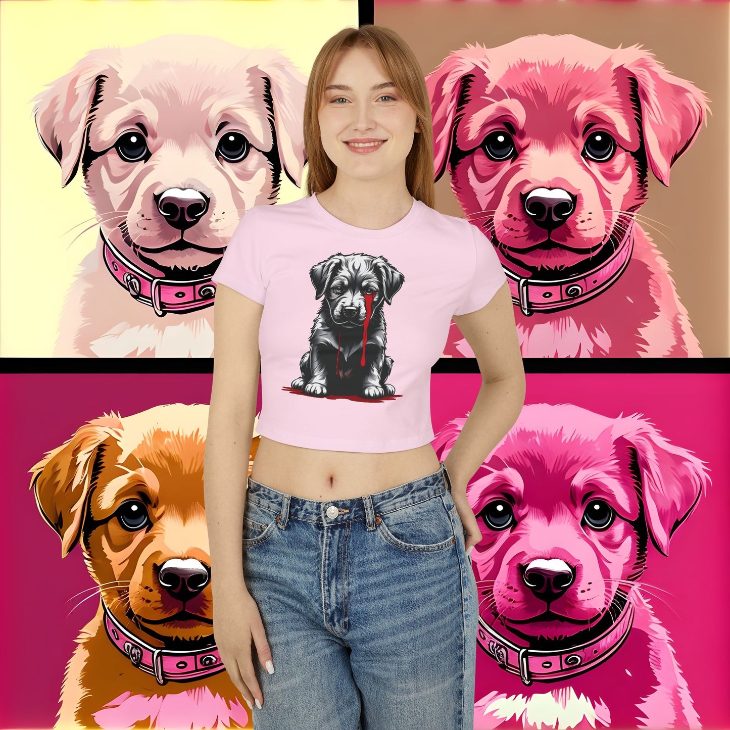 "Tearful Puppy" Women's Baby Tee